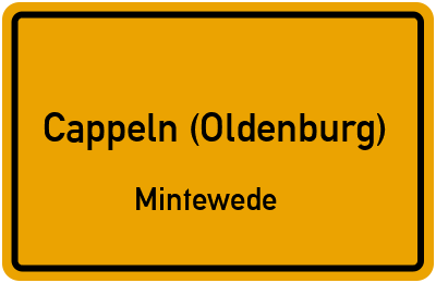 Ortsschild Cappeln (Oldenburg) Mintewede