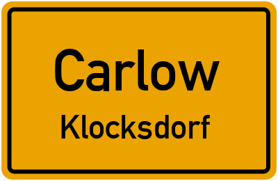 Ortsschild Carlow Klocksdorf