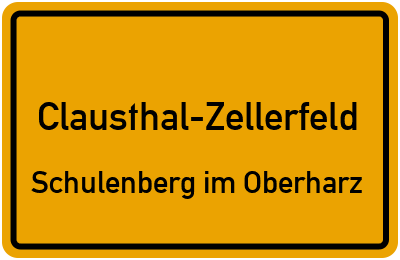 Straßenverzeichnis Clausthal-Zellerfeld Schulenberg im Oberharz