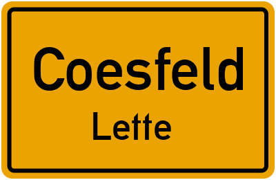 Ortsschild Coesfeld Lette