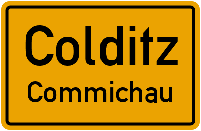 Ortsschild Colditz Commichau