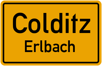 Ortsschild Colditz Erlbach