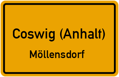 Ortsschild Coswig (Anhalt) Möllensdorf