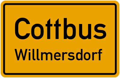 Ortsschild Cottbus Willmersdorf