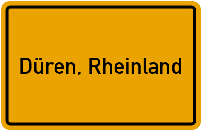 Ortsschild von Stadt Düren, Rheinland in Nordrhein-Westfalen