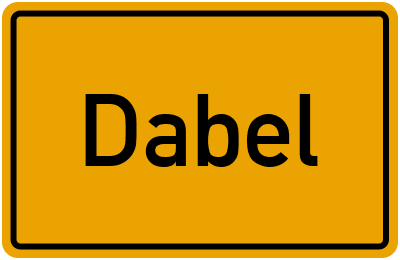 Ortsschild von Dabel in Mecklenburg-Vorpommern