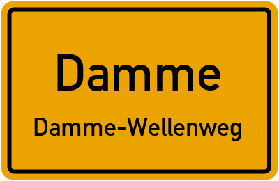 Ortsschild Damme Damme-Wellenweg