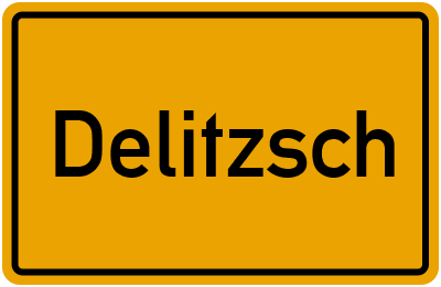 Ortsschild von Delitzsch in Sachsen