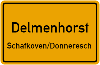 Ortsschild Delmenhorst Schafkoven/Donneresch