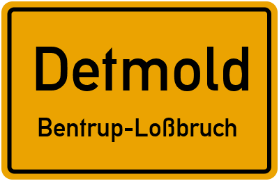 Ortsschild Detmold Bentrup-Loßbruch