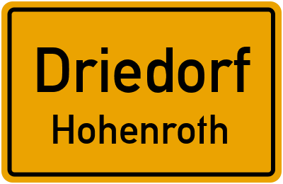 Ortsschild Driedorf Hohenroth