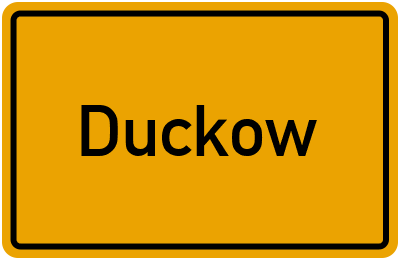 Ortsschild von Duckow in Mecklenburg-Vorpommern