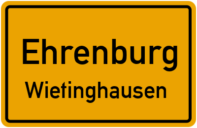 Ortsschild Ehrenburg Wietinghausen