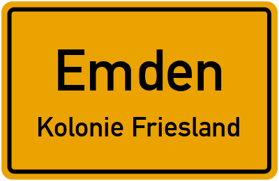 Straßenverzeichnis Emden Kolonie Friesland