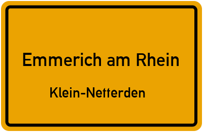 Ortsschild Emmerich am Rhein Klein-Netterden