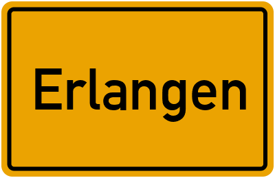 Ortsschild von Stadt Erlangen in Bayern