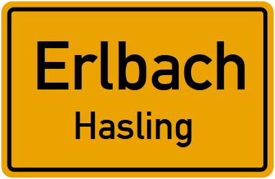 Ortsschild Erlbach Hasling