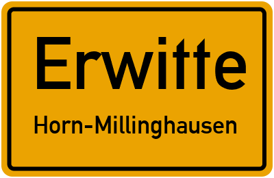 Ortsschild Erwitte Horn-Millinghausen