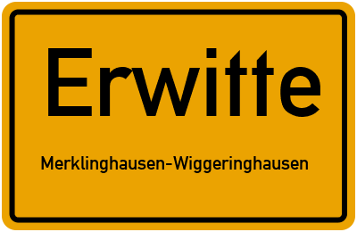 Ortsschild Erwitte Merklinghausen-Wiggeringhausen