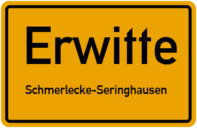 Ortsschild Erwitte Schmerlecke-Seringhausen
