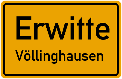 Ortsschild Erwitte Völlinghausen