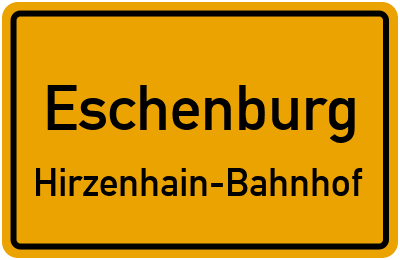 Ortsschild Eschenburg Hirzenhain-Bahnhof