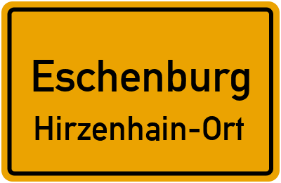Ortsschild Eschenburg Hirzenhain-Ort