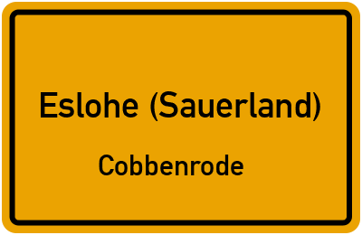 Ortsschild Eslohe (Sauerland) Cobbenrode