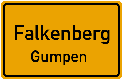 Ortsschild Falkenberg Gumpen