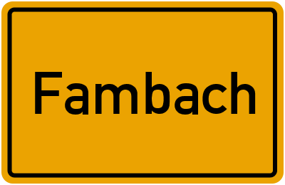 Ortsschild von Gemeinde Fambach in Thüringen
