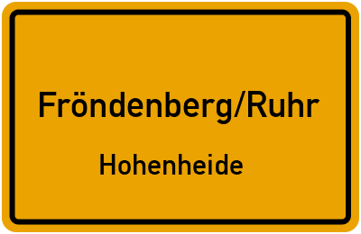 Ortsschild Fröndenberg/Ruhr Hohenheide