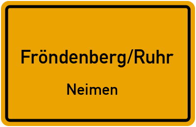 Ortsschild Fröndenberg/Ruhr Neimen