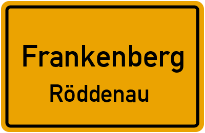 Ortsschild Frankenberg Röddenau