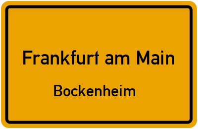 Ortsschild Frankfurt am Main Bockenheim