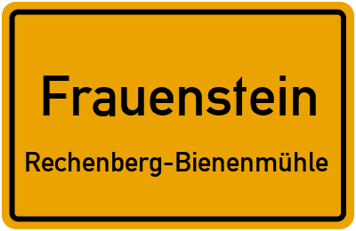 Straßenverzeichnis Frauenstein Rechenberg-Bienenmühle