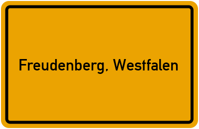 Ortsschild von Stadt Freudenberg, Westfalen in Nordrhein-Westfalen