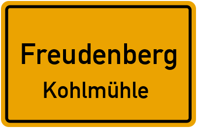Ortsschild Freudenberg Kohlmühle