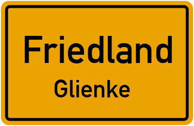 Ortsschild Friedland Glienke