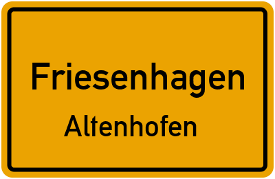 Ortsschild Friesenhagen Altenhofen