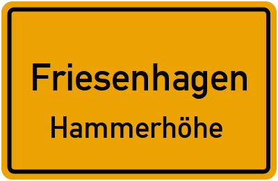 Ortsschild Friesenhagen Hammerhöhe