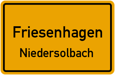 Ortsschild Friesenhagen Niedersolbach