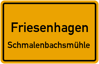 Straßenverzeichnis Friesenhagen Schmalenbachsmühle