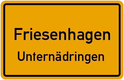 Ortsschild Friesenhagen Unternädringen