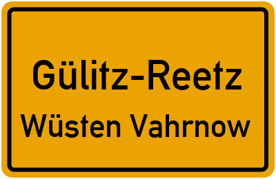Straßenverzeichnis Gülitz-Reetz Wüsten Vahrnow