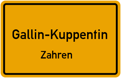 Straßenverzeichnis Gallin-Kuppentin Zahren
