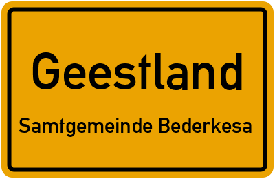 Straßenverzeichnis Geestland Samtgemeinde Bederkesa