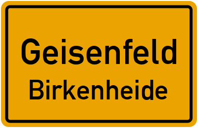 Ortsschild Geisenfeld Birkenheide