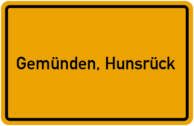 Ortsschild von Gemeinde Gemünden, Hunsrück in Rheinland-Pfalz