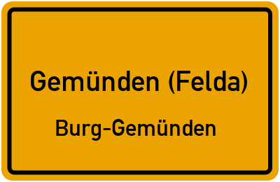 Ortsschild Gemünden (Felda) Burg-Gemünden