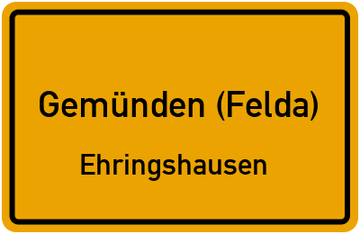 Ortsschild Gemünden (Felda) Ehringshausen